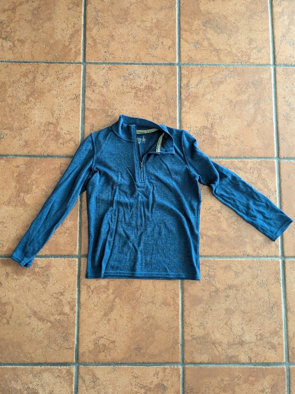 EUC SMARTWOOL Kids' Classic Thermal Merino Base Layer 1/4 Zip - navy - size L